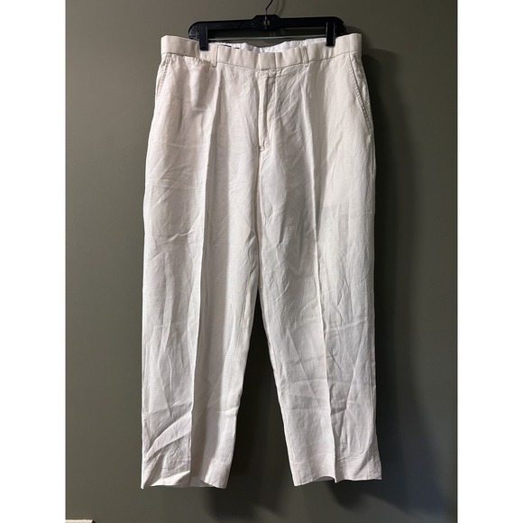 Vintage Polo Ralph Lauren Pants Men 38x28 Cream Linen Silk Baggy resort wear - Picture 1 of 11